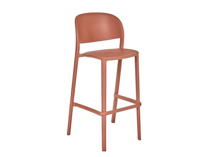 Tabouret haut d'extérieur Lucia en polypropylène recyclable - Terracotta