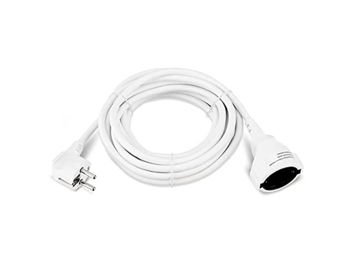 REV Verlengkabel - verlenging 5 m met haakse stekker, 3680 W, wit