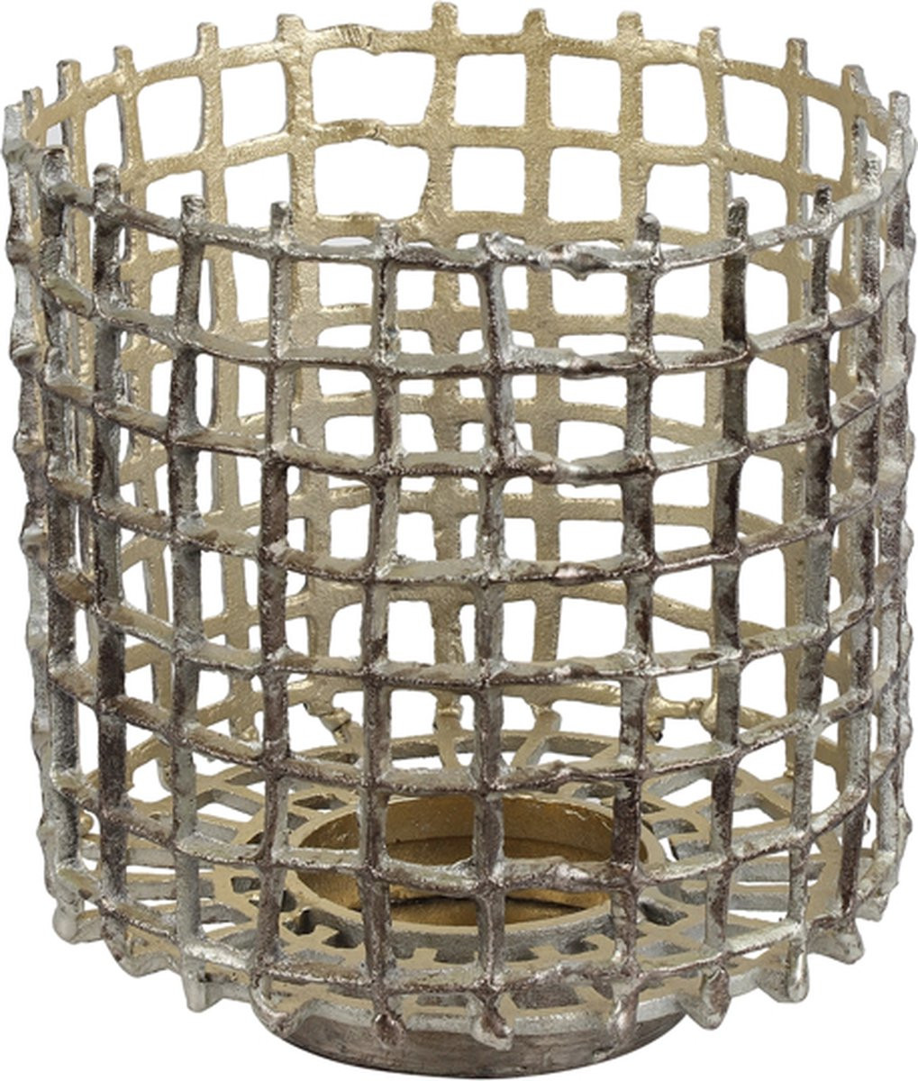 Theelichth Grid S antiek zilver