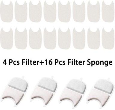 Uplift Essentials Multi Stage Water Fountain Replacement Filters For Stainless Steel Pet Dispensers 4 Filters + 16 Sponges