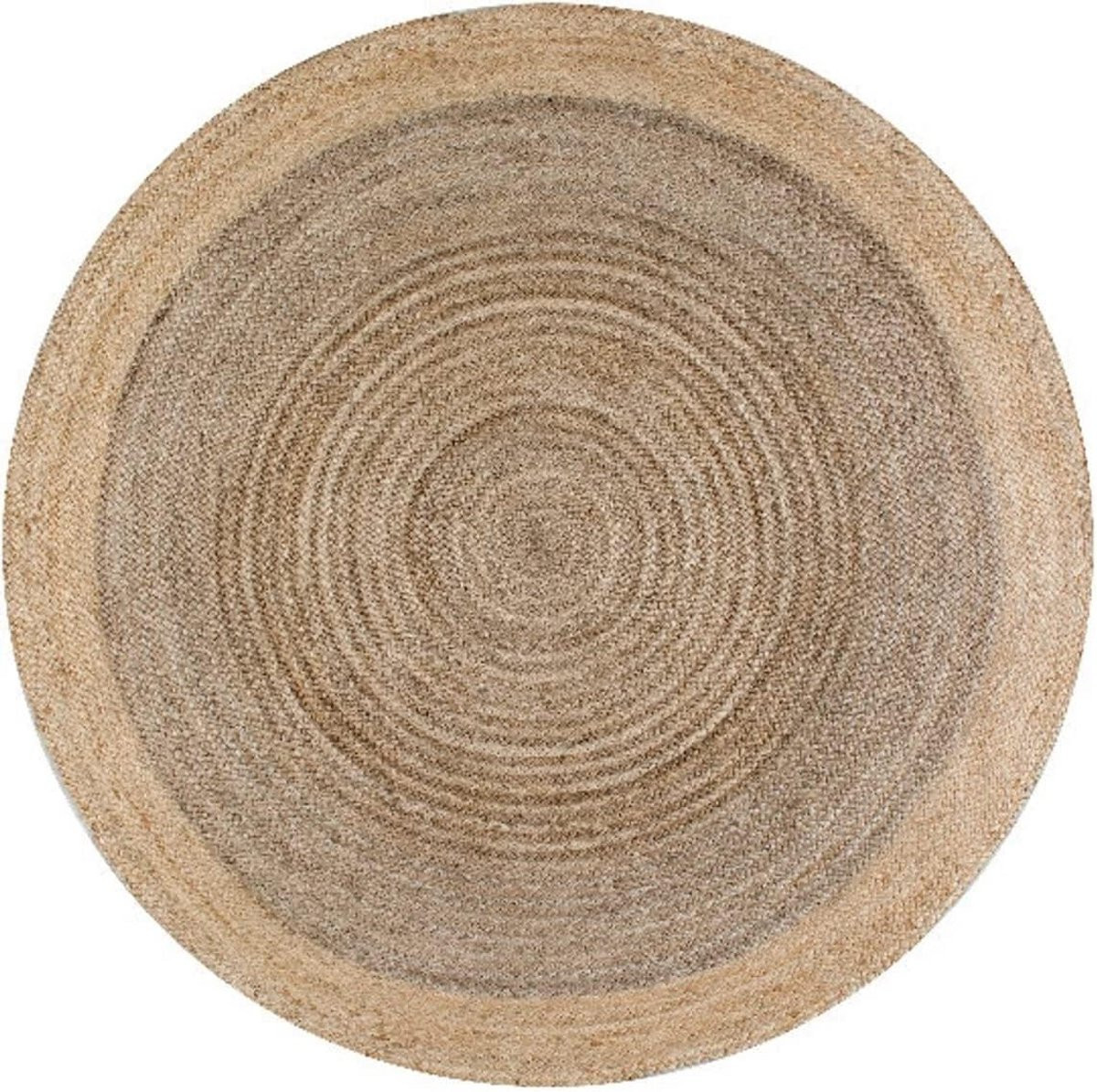 Rond Jute Vloerkleed - Grijs Beige - Handgeweven Design