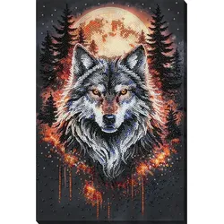 Perlen-Stickbild "Wolf", 22 x 33 cm