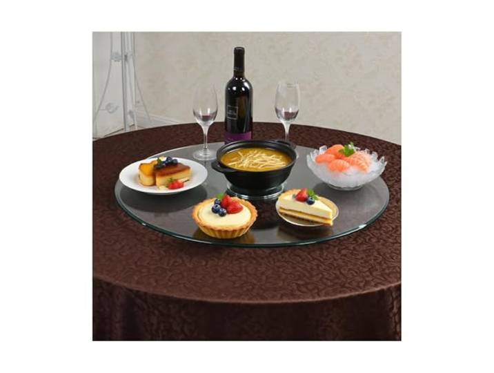 HUFIREHU Drehteller Servierplatte GehäRtetes Glas Drehplatte Hoteldrehtisch Drehbar Servierplatte Lazy Susan Tisch Glasplatte FüR KüChen Esstischtisch 360 ° Drehen(110cm/43.3in)