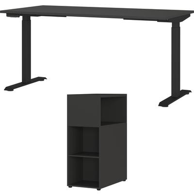 Büromöbel-Set GERMANIA "Mailand", grau (graphit), Schreibtisch Breite 160cm Holzwerkstoff Metall, Holzwerkstoff, Metall, Arbeitsmöbel-Sets, Büromöbel-Set, inkl. Schreibtisch und Raumteiler