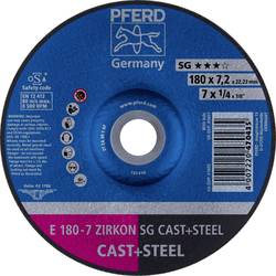 PFERD TOOLS 62217628 E 180-7 ZIRKON SG CAST+STEEL Schruppscheibe gekröpft Durchmesser 180 mm Bohrungs-Ø 22.23 mm Grau-/Sphäroguss, Stahl, Stahlguss 10 St.