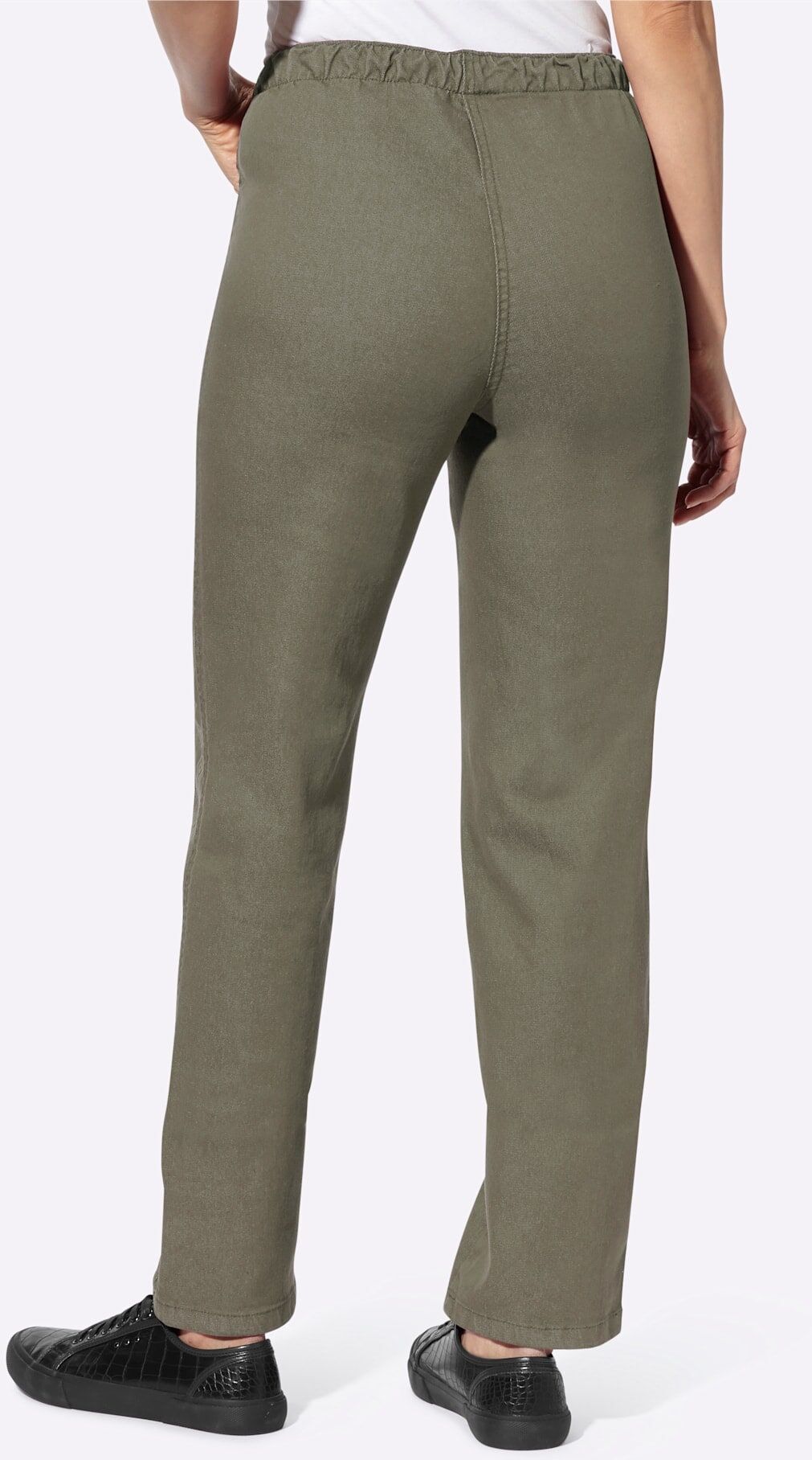Bequeme Jeans CLASSIC BASICS, Damen, Gr. 215, Extrakurzgrössen, grün (khaki), 81% Baumwolle, 17% Polyester, 2% Elasthan, unifarben, lang, Jeans Bequeme Jeans khaki 215, Extrakurzgrössen
