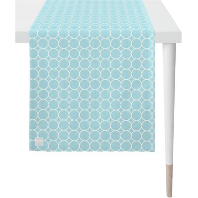 Tischläufer APELT "3973 Outdoor, Sommerdeko, Sommer", blau (hellblau, weiß), B:46cm L:135cm, Polyester, Tischdecken, Jacquardgewebe