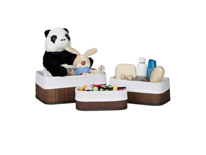 Aufbewahrungskorb Bad 3 teiliges Set Weiss-Braun