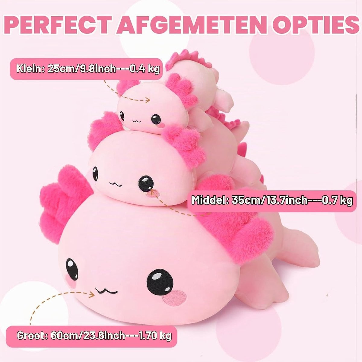 Roze Axolotl Knuffeldier van Pluche - Groot Knuffelkussen voor Jongens en Meisjes - 25 cm