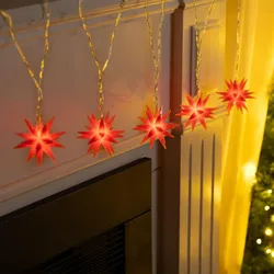 Gravidus LED Lichterkette Sterne rot 5 warm weiße LEDs 6 cm Ø Timer