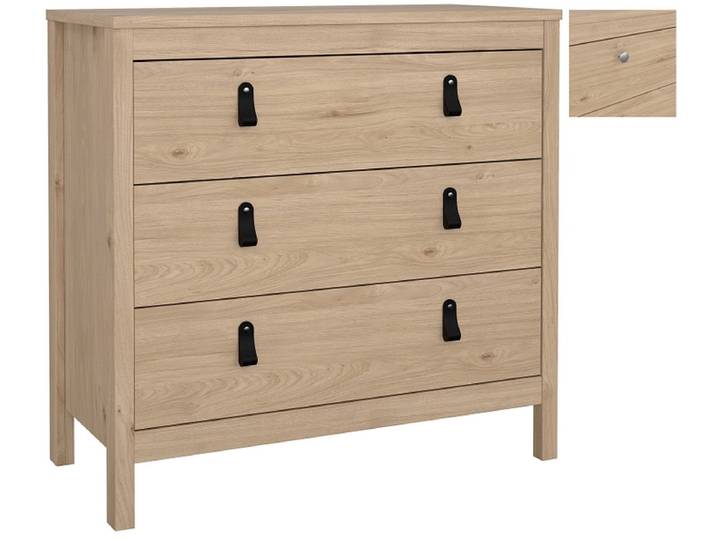 Kommode MADRID 3 Schubladen 38.4x82.3x79.7cm jackson eiche matt