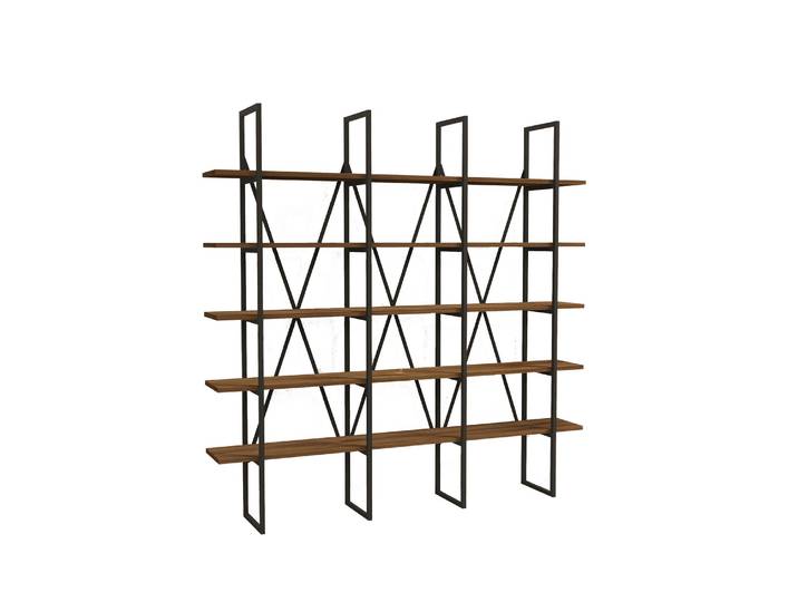 Bibliothèque en bois Beylerbeyi - 160 x 26 x 160 cm - NoyerNoir