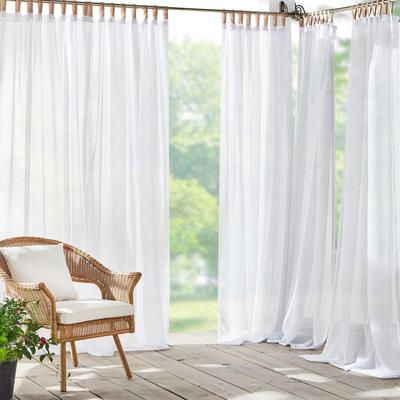 Threadmade Darien Solid Indoor/Outdoor Sheer Velcro Tab Top Single Window Curtain Panel