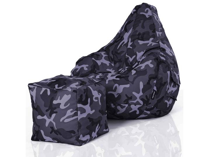 Gaming Sitzsack mit Rückenlehne - Camouflage Schwarz