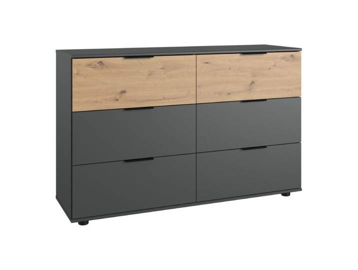 Wimex Gibraltar Kommode mit 6 Schubkästen - Dekor graphit, Artisan Eiche Nachbildung Modern, Zeitlos