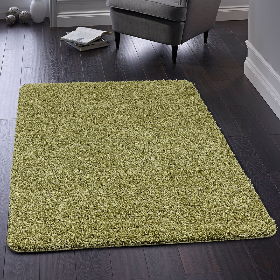 Buddy Solid Colour Shag Area Rug Green Rectangle 140 x 200cm