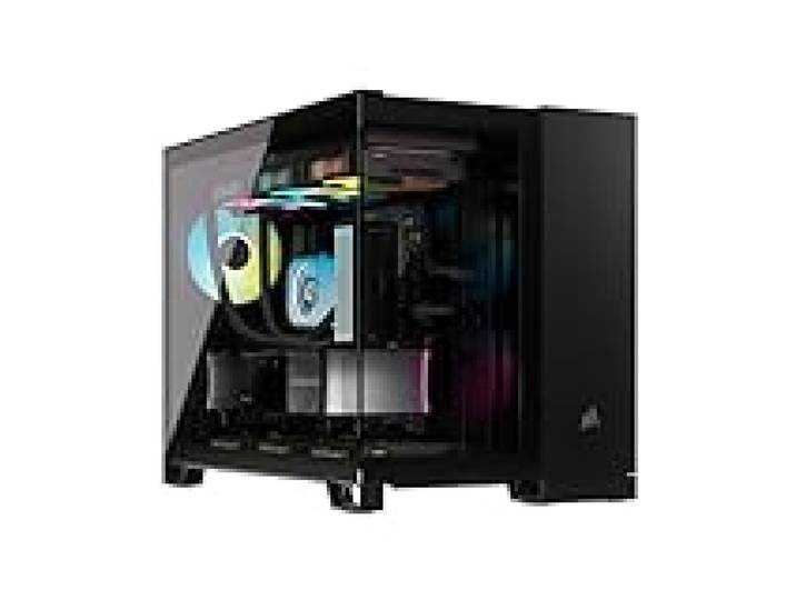 CORSAIR 2500X Boîtier Petit Tour mATX à Double Chambre – Verre Trempé Panoramique - Connexion Inversée Compatible Avec la Carte Mère – Pas de Ventilateurs Inclus – Noir