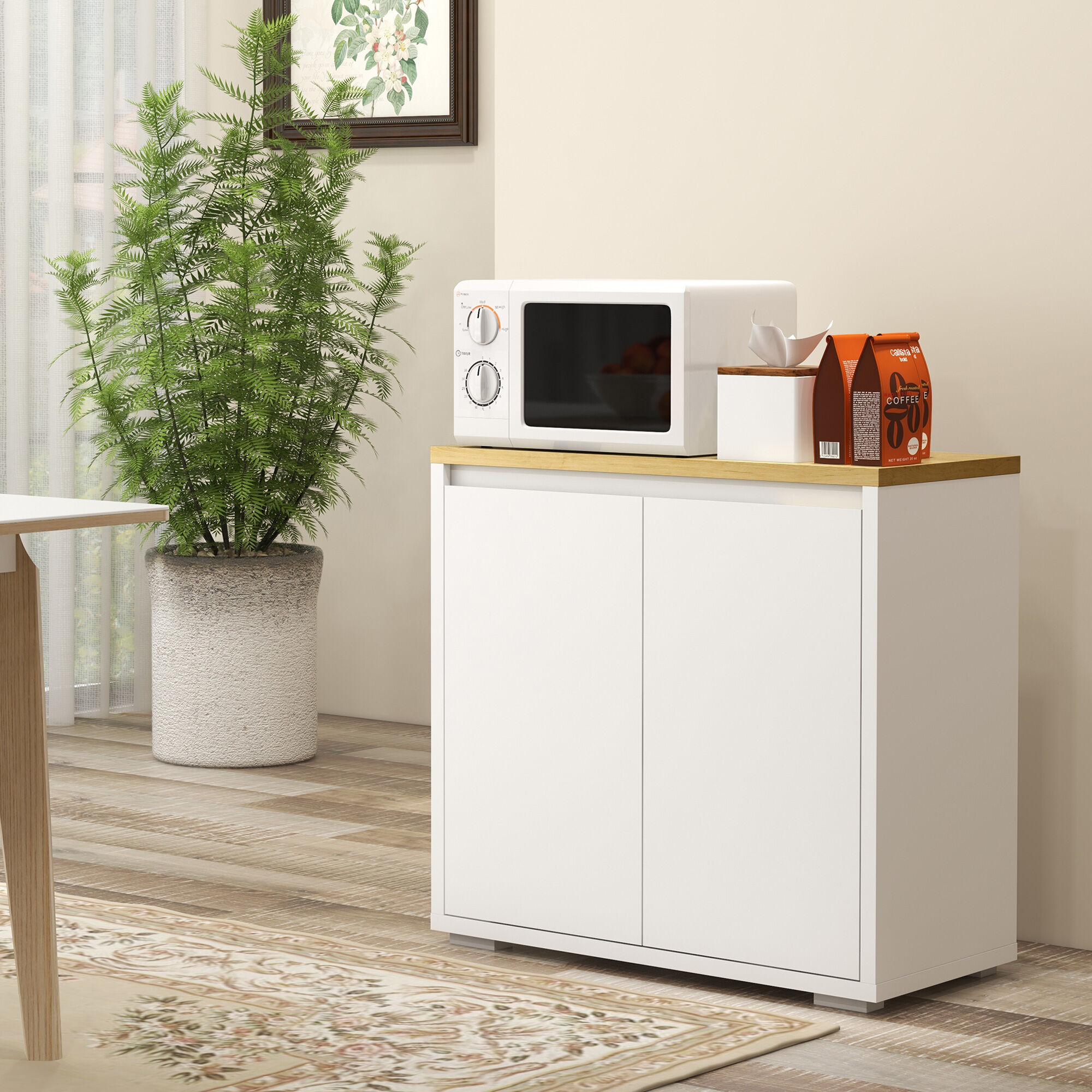 Altro Mobile Multiuso Con Armadietto A 2 Livelli In Truciolato E Ripiano Regolabile, 80x37x75cm