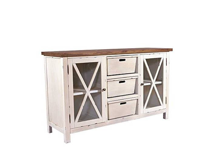 Landhausmöbel-Sideboard Loire - Landhausschrank Vintage Look Creme weiß