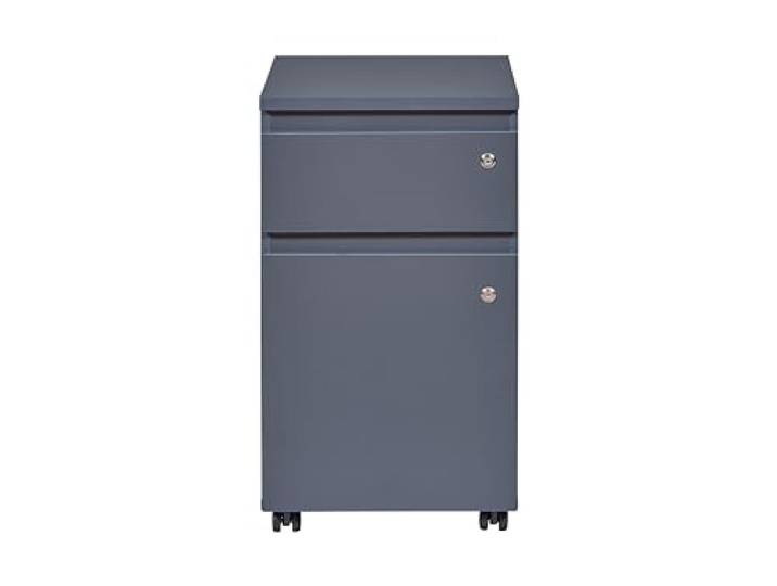 Inter Link – Rollcontainer mit Einer Schublade und Einer Tür - Bürocontainer Standcontainer - Abschließbar - Melanimbeschichtet - Maßen in cm : B 44 x T 52 x H 77 - Farbe Anthrazit - File Guard