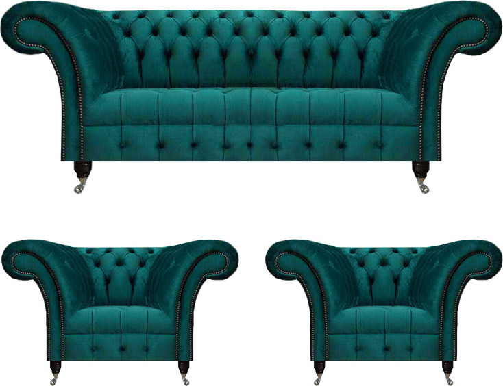 Chesterfield Design Modern Couchgarnitur Set voor de Woonkamer, 3-delig