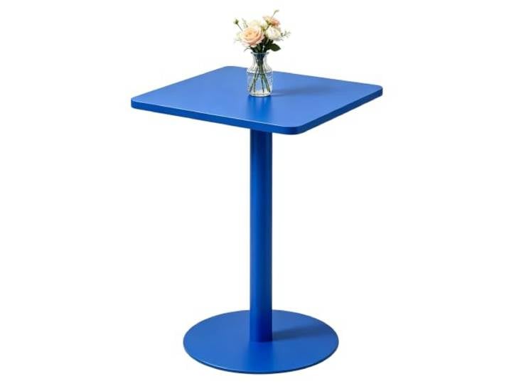 Yopappol Tragbarer, Kompakter Beistelltisch Mit Sockel, Einbeiniger Akzenttisch Mit Quadratischer Platte, Mehrzweck-Beistelltisch Für Lesen, Essen, Arbeiten(Klein Blue,70x70x73cm)