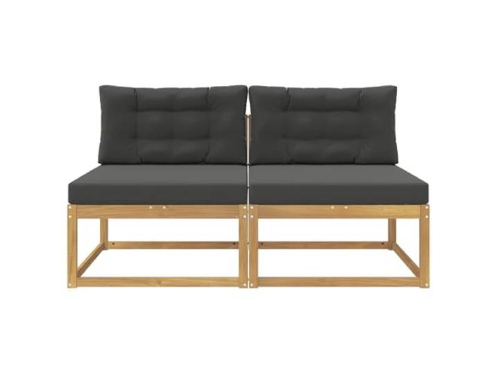 KTHLBRH Mittelsofa außen, 2-teilig, aus Akazienholz, weiß Design Lattenrost Anthrazit Modular für Garten und Terrasse