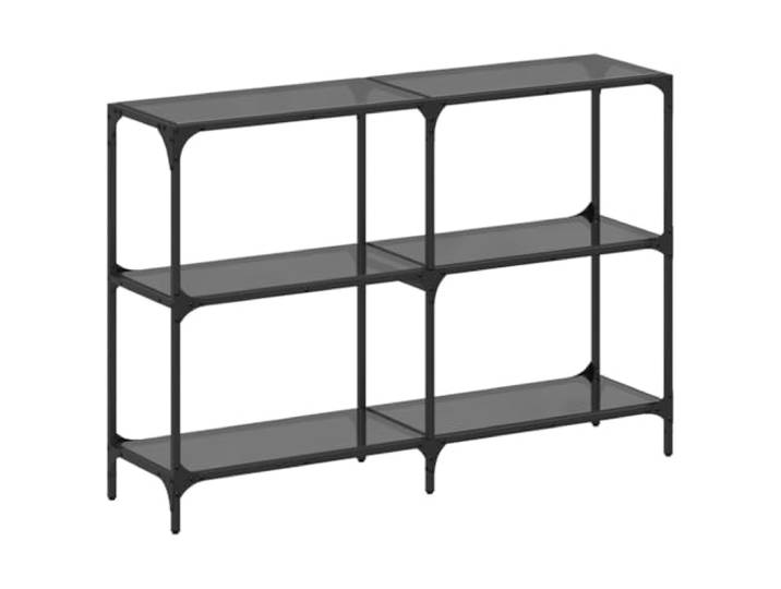Foknhdi Konsolentisch Schwarz 118,5x30x81 cm Glas Beistelltisch Schmaler Sideboard Tisch für Wohnzimmer, Flur & Schlafzimmer mit pflegeleichter Ablage aus Glas und robustem Gestell.