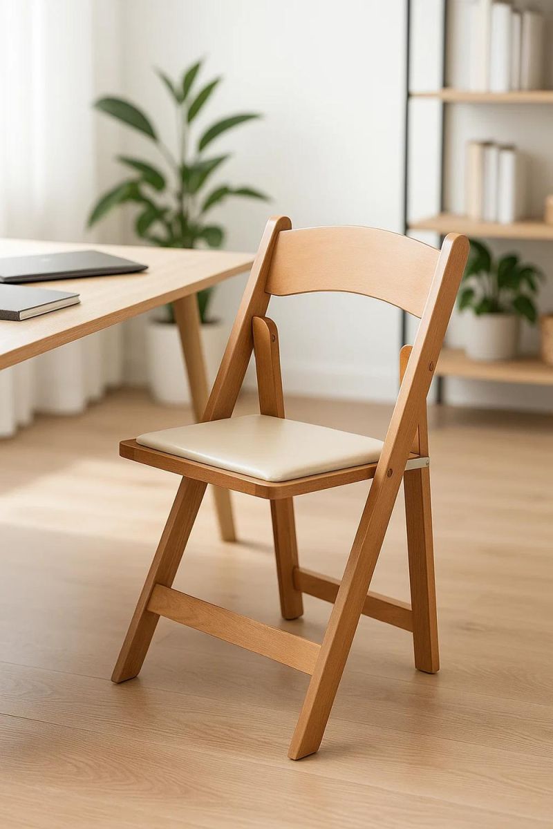 RegalosMiguel Pack 4 Sillas Plegables Wala Madera para Escritorio y Comedor - Madera Natural