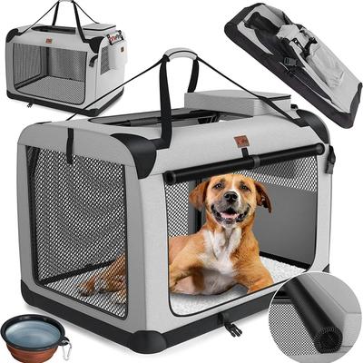 Uplifted Goods Folding Travel Pet Cage Kennel For Dogs And Cats black xl 95x65x65cm