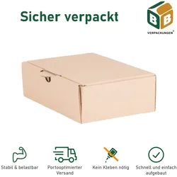 BB-Verpackungen GmbH 50 x Maxibriefkarton (160 x 110 x 50 mm) DIN A6 stabiler Versandkarton Faltschachtel Versandschachtel Wellpappe BB-Verpackungen