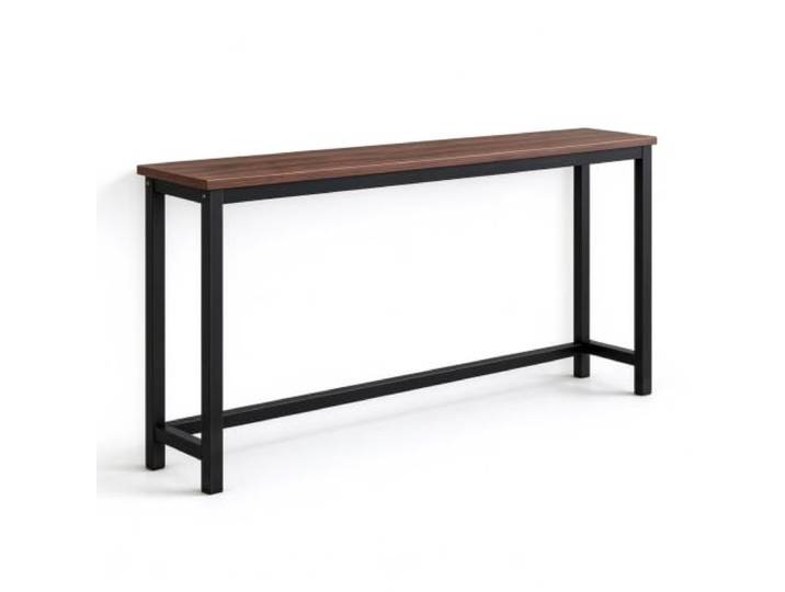 Heizkörperverkleidung, Schmaler Konsolentisch, Holzplatte, Stahlrahmen Verstärkte Querstreben, Abgerundete Ecken, Verstellbare Füße, Flur, Wohnzimmer(Brown,140x15x80CM/55x6x31IN)