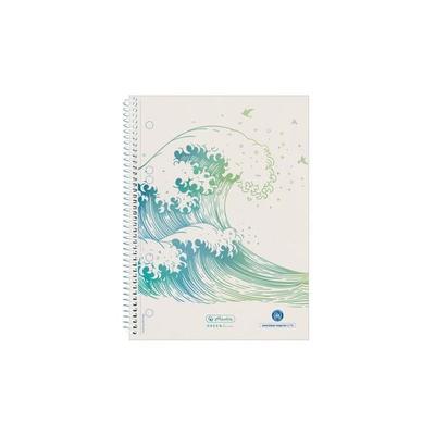 Herlitz Spiralblock A5 70 Blatt kariert GREENline Welle