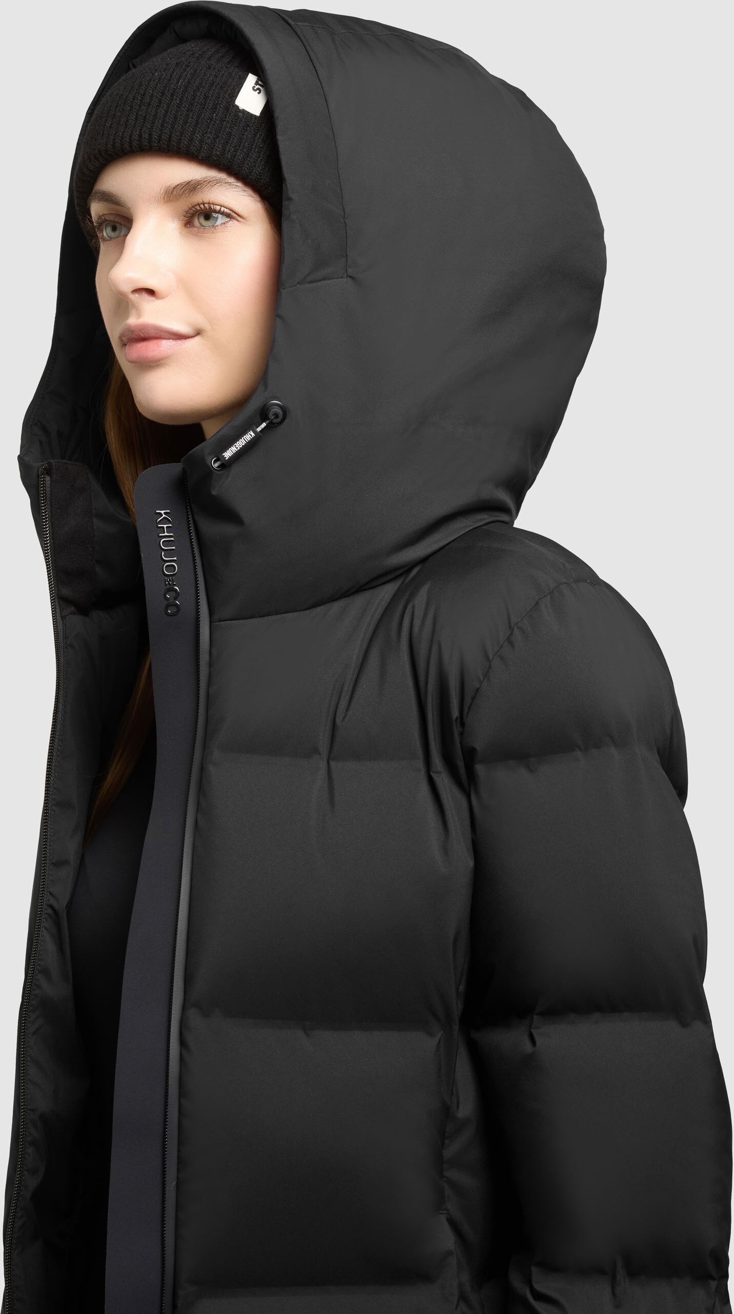 Steppjacke KHUJO "TANARE5", Damen, Gr. S, schwarz, Web, Obermaterial: 100% Nylon. Futter: 100% Nylon. Füllung: 100% Polyester, unifarben, Po-bedeckend, Jacken Steppjacke, Reissverschlusstaschen mit Fleecefutter schwarz S