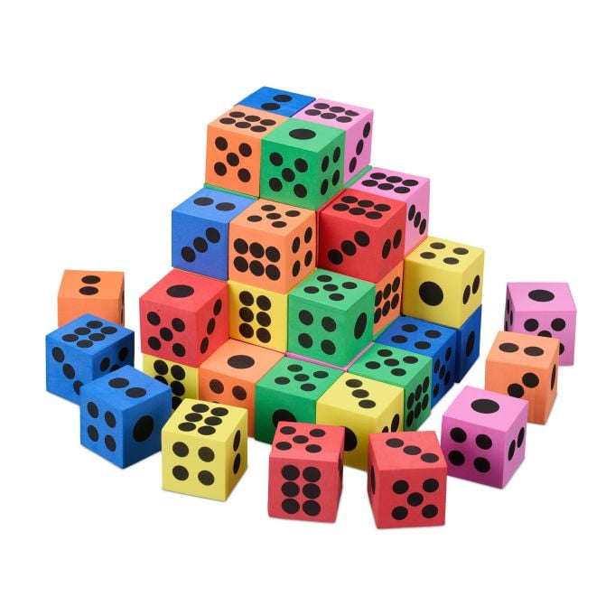Relaxdays Foam dobbelstenen set van 48 stuks, multicolour
