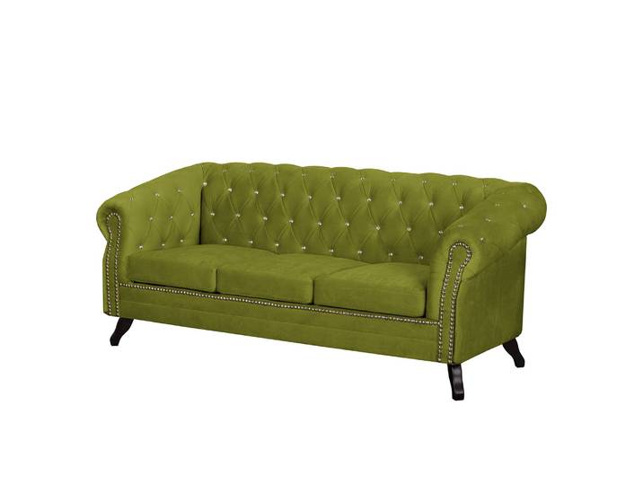 Sofa I 3-Sitzer Microfaser Grün/Grasgrün Webstoff 195 x 84 x 88cm Glamour