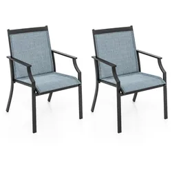 Helloshop26 - Set aus 2 ergonomischen Gartenstühlen 66 x 61 x 90 cm optimaler Komfort elegante blaue Metalloberfläche 20_0009865