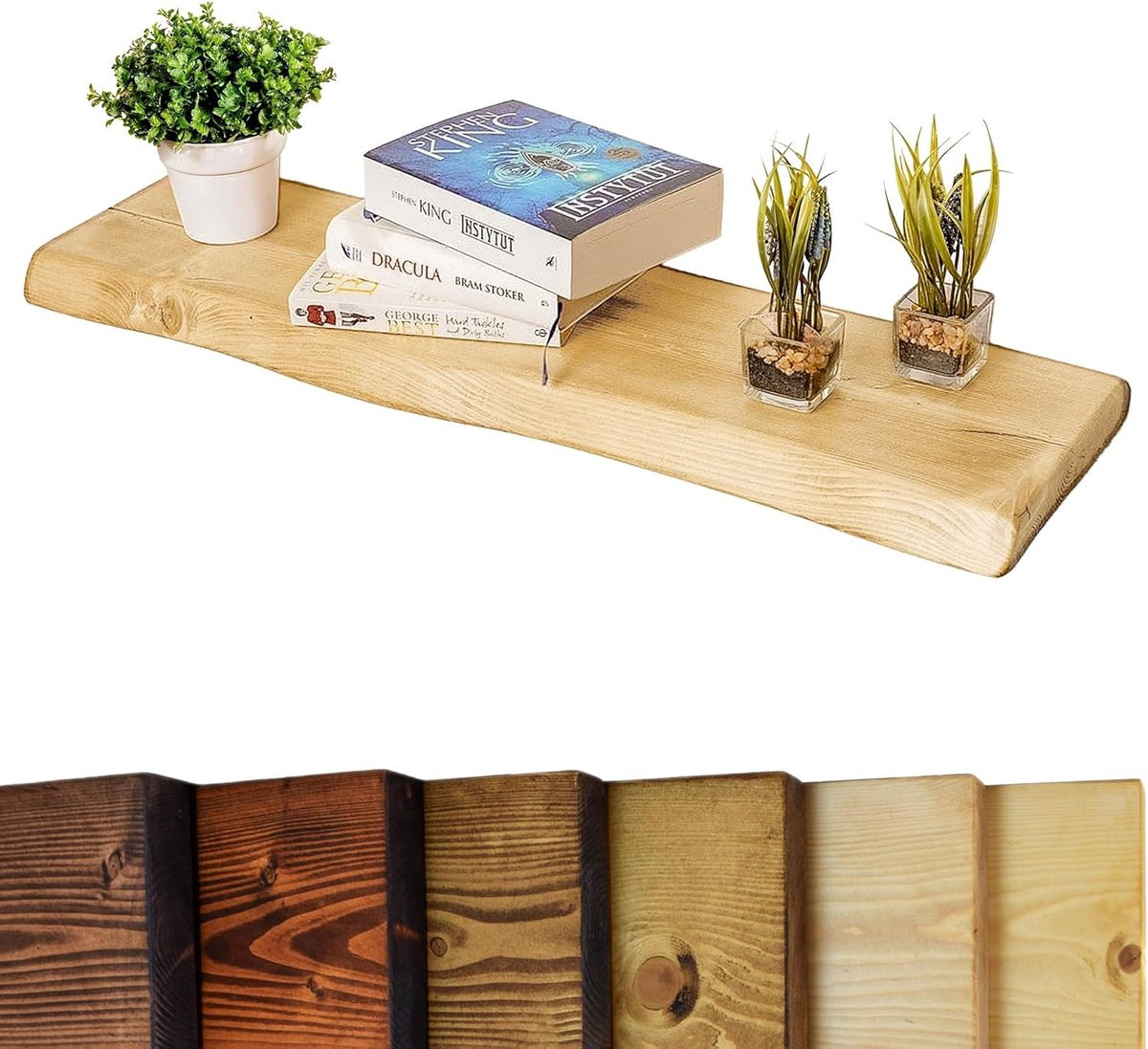 Rustieke zwevende plank van natuurlijk eiken, 80 cm