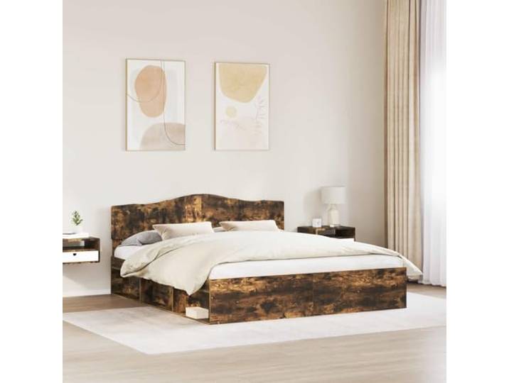 SKTQYQO Bettgestell 180 x 200 cm, Kiefer massiv Engineered Holz, Kopfteil inklusive, Modernes Design, Doppelzimmer