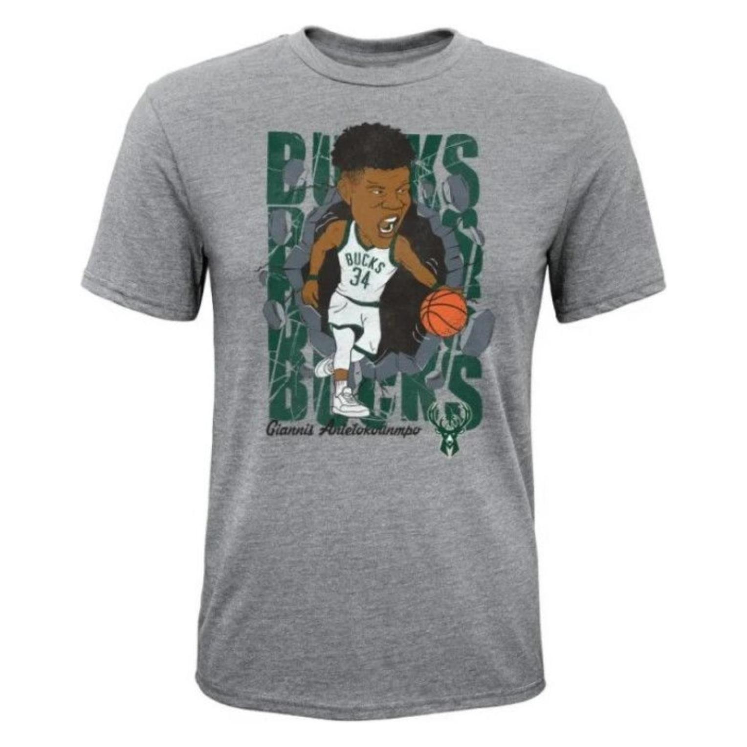 Outerstuff Hype Breakers SS Triblend JR T-Shirt (JR L, Milwaukee Bucks, Giannis Antetokounmpo) (L) (Outerstuff)
