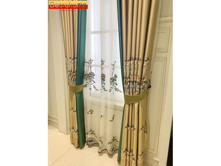 Nouveau Style chinois pivoine or jaune brodé fenêtre écran épissage rideaux pour salon chambre français fenêtre balcon