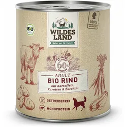 1x800 g Wildes Land BIO Adult Rind mit Kartoffel & Karotte für Hunde