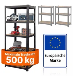 Relaxdays Schwerlastregal Industrial 500 kg Braun,Schwarz