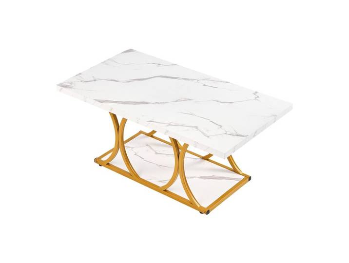 Table basse - DUOKU - ZH633 - Plateau 100x55 cm - 2 niveaux - Blanc
