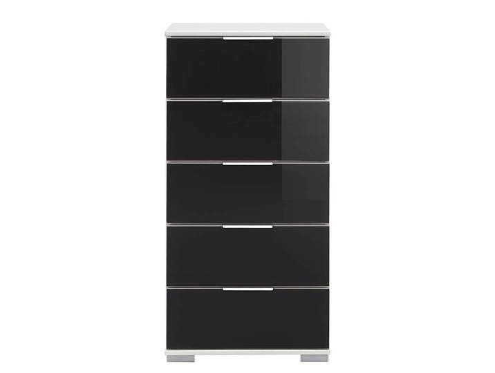 Schubladenkommode II 50 x 102 x 42cm Schwarz/Weiß/Alpinweiß