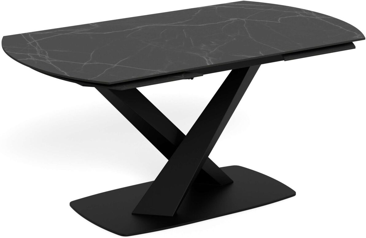 Esstisch ACTONA GROUP "Morellla, Speisetisch, Tisch", schwarz (schwarz, matt schwarz, matt schwarz perla), B:240cm H:77cm T:90cm, Tische, Esstisch, Esstisch, Keramikplatte, oval, Drehfunktion, Stahlfuss, 6–8 Sitzplätze schwarz, matt schwarz, matt schwarz 