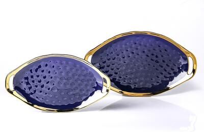 Stone Lain Florian Porcelain 2-Piece Oval Plate with Handle Service Set