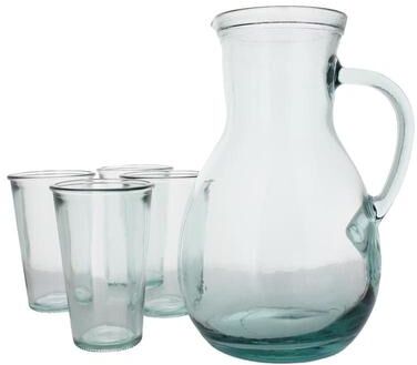 French Home Recycled Glass Urban Pitcher and 4 Tumblers