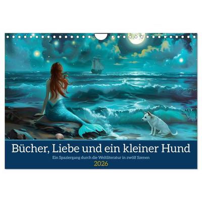 Bücher, Liebe und ein kleiner Hund (Wandkalender 2026 DIN A4 quer), CALVENDO Monatskalender