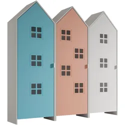 REGALSCHRANK Set Kania 173x37x171 MDF Weiß /Bunt